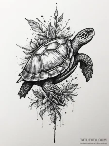 Turtle, tattoo flash sheet design, trash polk... - эскиз тату (№1755162717_0, 14.08.2025 09:11) — Tatufoto.com