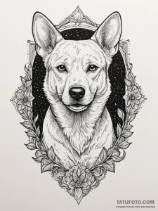 Dog, tattoo line art, dotwork shading, stippl... - эскиз тату (№1755164295_0, 14.08.2025 09:38) — Tatufoto.com