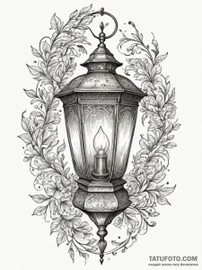 Tattoo sketch a vintage lantern casting a war... - эскиз тату (№1755164691_0, 14.08.2025 09:44) — Tatufoto.com
