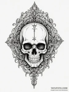 A filigree locket with a skull inside, tattoo... - эскиз тату (№1755165084_0, 14.08.2025 09:51) — Tatufoto.com