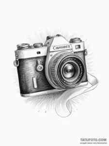 Tattoo sketch a stylized camera lens on one,... - эскиз тату (№1755165480_0, 14.08.2025 09:58) — Tatufoto.com