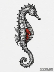 Seahorse, concept art for tattoo, trash polka... - эскиз тату (№1755166666_0, 14.08.2025 10:17) — Tatufoto.com