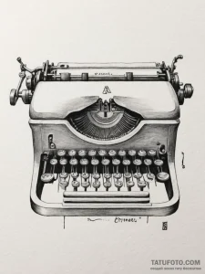 A close-up of a typewriter's keys, showing th... - эскиз тату (№1755167261_0, 14.08.2025 10:27) — Tatufoto.com