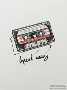 Tattoo design a cassette tape labeled 'level... - эскиз тату (№1755167657_0, 14.08.2025 10:34) — Tatufoto.com
