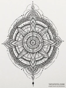 Tattoo sketch a dotwork mandala incorporating... - эскиз тату (№1755169829_0, 14.08.2025 11:10) — Tatufoto.com