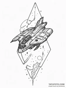 Spaceship wreck, concept art for tattoo, blac... - эскиз тату (№1755170819_0, 14.08.2025 11:26) — Tatufoto.com