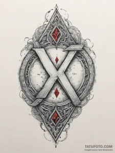 92. tattoo design: a "vetar" rune blending in... - эскиз тату (№1755174623_0, 14.08.2025 12:30) — Tatufoto.com