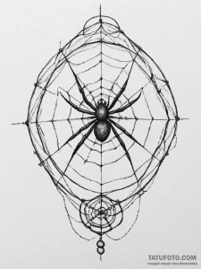Tattoo sketch: a spiderweb motif, representin... - эскиз тату (№1755177214_0, 14.08.2025 13:13) — Tatufoto.com