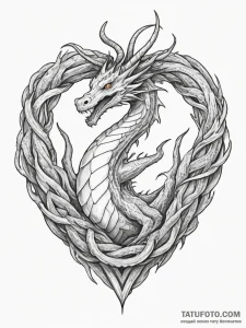 Tattoo sketch a guardian dragon coiled around... - эскиз тату (№1755177609_0, 14.08.2025 13:20) — Tatufoto.com