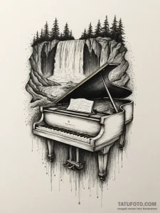 A grand piano with its keys turning into a wa... - эскиз тату (№1755177808_0, 14.08.2025 13:23) — Tatufoto.com