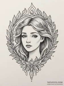 Tattoo design virgo's glyph subtly incorporat... - эскиз тату (№1755178200_0, 14.08.2025 13:30) — Tatufoto.com