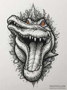 Crocodile, ink illustration for tattoo, new s... - эскиз тату (№1755179193_0, 14.08.2025 13:46) — Tatufoto.com