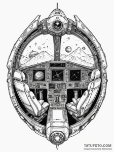 Tattoo design a detailed spaceship cockpit vi... - эскиз тату (№1755180008_0, 14.08.2025 14:00) — Tatufoto.com