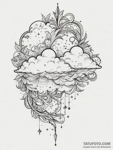 Tattoo design a delicate cloud with tiny star... - эскиз тату (№1755181636_0, 14.08.2025 14:27) — Tatufoto.com