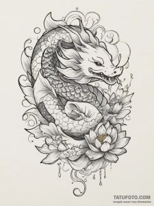 Lotus, tattoo drawing outline, on a clean whi... - эскиз тату (№1755184234_0, 14.08.2025 15:10) — Tatufoto.com