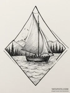 A paper boat sailing on a river of ink, artis... - эскиз тату (№1755186658_0, 14.08.2025 15:50) — Tatufoto.com