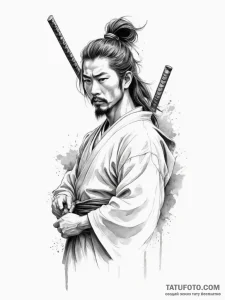 Tattoo sketch a samurai's stoic profile, conv... - эскиз тату (№1755186856_0, 14.08.2025 15:54) — Tatufoto.com
