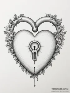 Tattoo design a half-heart lock on one, and a... - эскиз тату (№1755188581_0, 14.08.2025 16:23) — Tatufoto.com