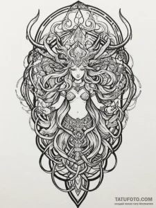 Svarog, tattoo line art, on a clean white pap... - эскиз тату (№1755189214_0, 14.08.2025 16:33) — Tatufoto.com
