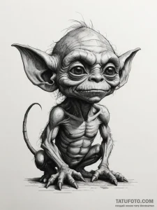 Goblin, concept art for tattoo, detailed cros... - эскиз тату (№1755189460_0, 14.08.2025 16:37) — Tatufoto.com