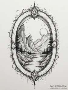 Tattoo sketch a stylized portal opening to a... - эскиз тату (№1755189876_0, 14.08.2025 16:44) — Tatufoto.com