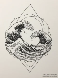 Tattoo sketch a wave that splits into two, on... - эскиз тату (№1755191458_0, 14.08.2025 17:10) — Tatufoto.com
