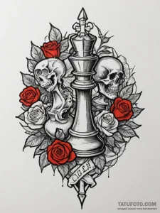 Tattoo sketch a victorious chess piece standi... - эскиз тату (№1755191655_0, 14.08.2025 17:14) — Tatufoto.com