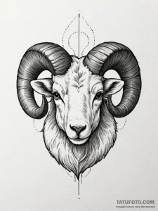 Tattoo sketch a stylized ram's head, with a f... - эскиз тату (№1755192251_0, 14.08.2025 17:24) — Tatufoto.com