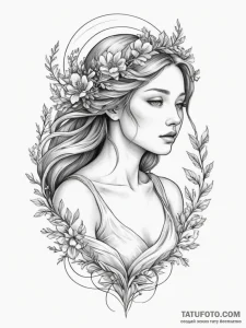 Tattoo design a virgo maiden, depicted in a d... - эскиз тату (№1755194652_0, 14.08.2025 18:04) — Tatufoto.com