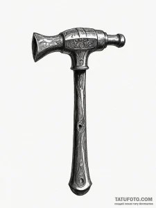 The worn, wooden handle of a well-used hammer... - эскиз тату (№1755196662_0, 14.08.2025 18:37) — Tatufoto.com