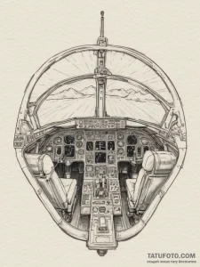 The cockpit of a modern airliner during a fli... - эскиз тату (№1755198849_0, 14.08.2025 19:14) — Tatufoto.com