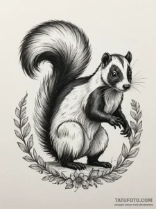 Skunk, tattoo flash sheet design, muted color... - эскиз тату (№1755200241_0, 14.08.2025 19:37) — Tatufoto.com