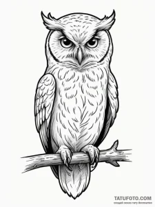 Owl, artistic tattoo sketch, clean lines, cri... - эскиз тату (№1755202620_0, 14.08.2025 20:17) — Tatufoto.com