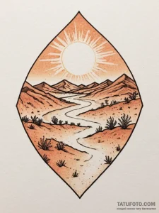 A desert landscape at sunset, the sand dunes... - эскиз тату (№1755204020_0, 14.08.2025 20:40) — Tatufoto.com