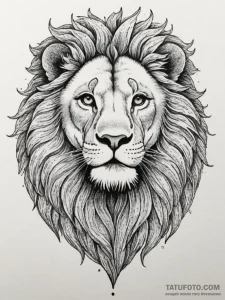 Tattoo sketch a leo lion, its mane depicted w... - эскиз тату (№1755204817_0, 14.08.2025 20:53) — Tatufoto.com
