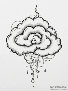 Tattoo sketch a powerful, swirling cloud form... - эскиз тату (№1755206418_0, 14.08.2025 21:20) — Tatufoto.com