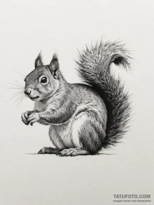 Squirrel, tattoo drawing outline, black and g... - эскиз тату (№1755208026_0, 14.08.2025 21:47) — Tatufoto.com