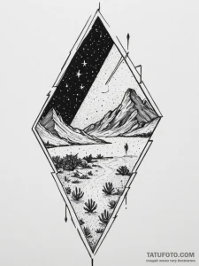 A vast, star-filled night sky over the utah d... - эскиз тату (№1755208228_0, 14.08.2025 21:50) — Tatufoto.com