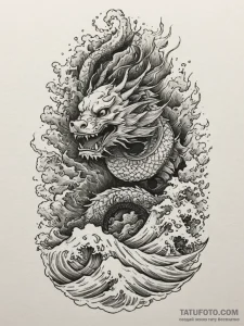 Tattoo sketch a ship sailing into a powerful... - эскиз тату (№1755208633_0, 14.08.2025 21:57) — Tatufoto.com