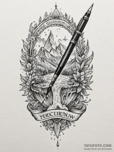 A detailed shot of a leather-bound journal an... - эскиз тату (№1755209038_0, 14.08.2025 22:03) — Tatufoto.com