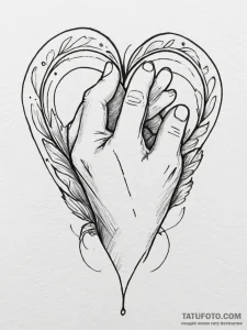 Tattoo design a hand covering a heart, symbol... - эскиз тату (№1755210000_0, 14.08.2025 22:20) — Tatufoto.com