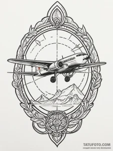Airplane, tattoo drawing outline, old school... - эскиз тату (№1755210590_0, 14.08.2025 22:29) — Tatufoto.com
