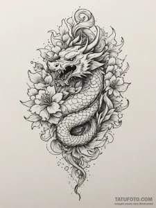 Tattoo sketch a flower whose stem is a musica... - эскиз тату (№1755211991_0, 14.08.2025 22:53) — Tatufoto.com