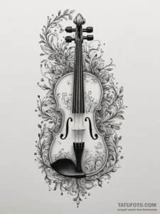Tattoo sketch a violin whose strings turn int... - эскиз тату (№1755212395_0, 14.08.2025 22:59) — Tatufoto.com