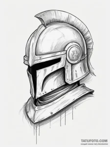 Tattoo design a minimalist knight's helmet, f... - эскиз тату (№1755214195_0, 14.08.2025 23:29) — Tatufoto.com