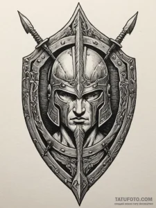 Tattoo design a spartan warrior's shield and... - эскиз тату (№1755214792_0, 14.08.2025 23:39) — Tatufoto.com