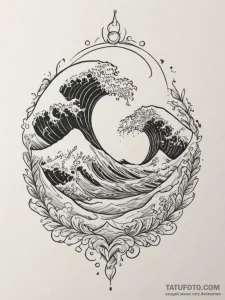 Tattoo sketch a wave that splits into two, on... - эскиз тату (№1755215381_0, 14.08.2025 23:49) — Tatufoto.com