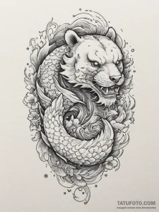 Bear, artistic tattoo sketch, irezumi japanes... - эскиз тату (№1755218190_0, 15.08.2025 00:36) — Tatufoto.com