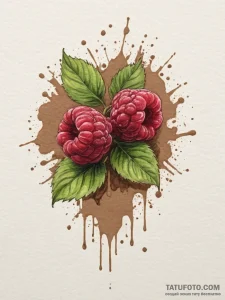 Raspberry, artistic tattoo sketch, soft whip... - эскиз тату (№1755218395_0, 15.08.2025 00:39) — Tatufoto.com