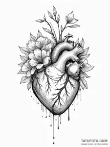 Tattoo sketch a delicate flower blooming from... - эскиз тату (№1755218797_0, 15.08.2025 00:46) — Tatufoto.com